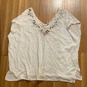 Free People white T-shirt with collar detail